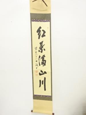 前大徳　藤井誡堂筆　「紅葉海山川」　一行書　紙本肉筆掛軸
